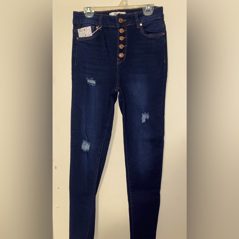 JS Jeans Offical- Dark navy blue high waited stretchy skinny jeans